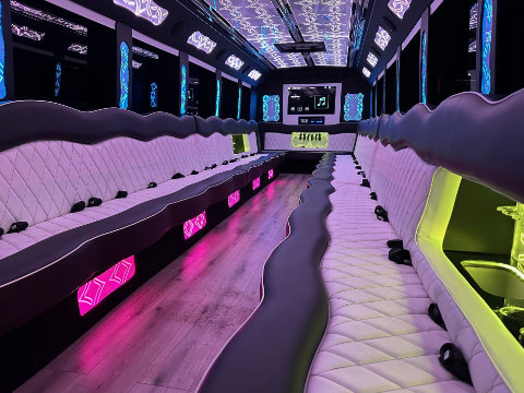 Party bus group arriving at Houston Rodeo at NRG Stadium