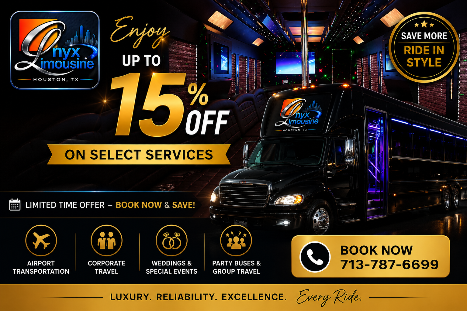 Onyx Limo In Houston 15% Discount Specials